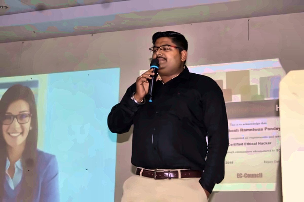 Rishikesh Pandey conducting a Cyber Security Awareness & IT career guidance session at Holy Family Junior College, 2019