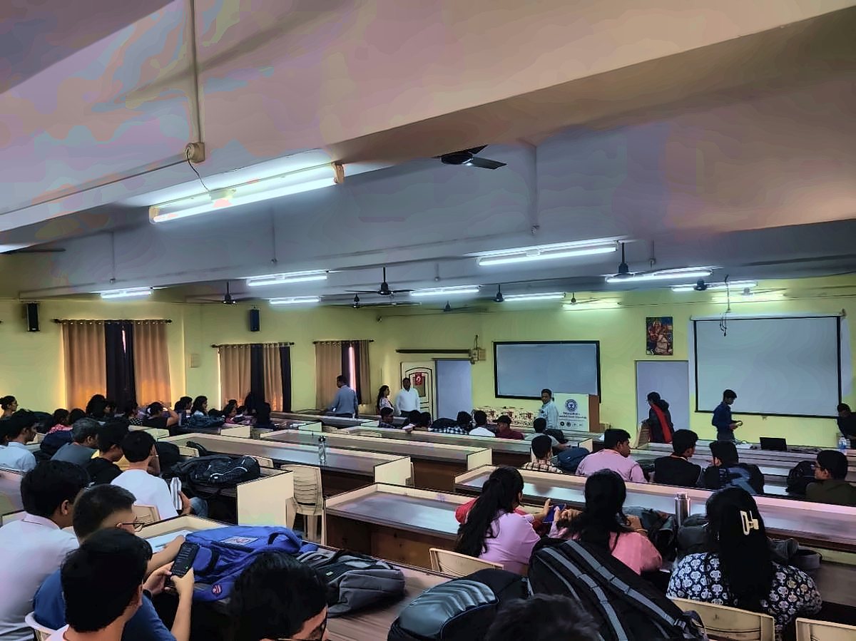 Rishikesh Pandey conducting a Cyber Security Awareness & IT career guidance session at Vartak College, 2024